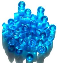 50 6x9mm Transparent Aqua Glass Crow Beads